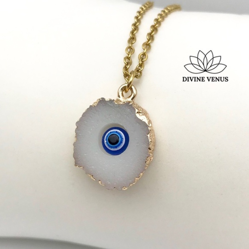 Evil Eye Druzy Necklace
